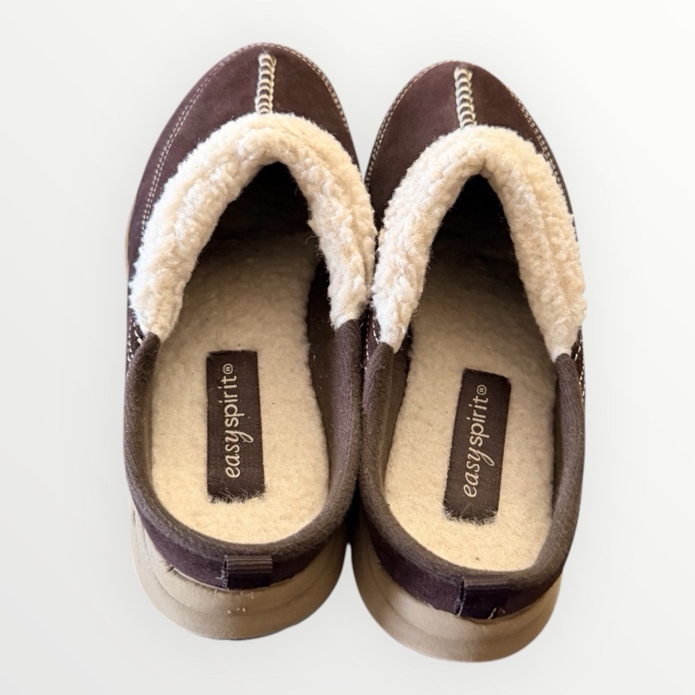 Easy Spirit Estravelwind 7.5M Slip On Clogs Mules Brown Suede Leather Sherpa - Picture 5 of 8